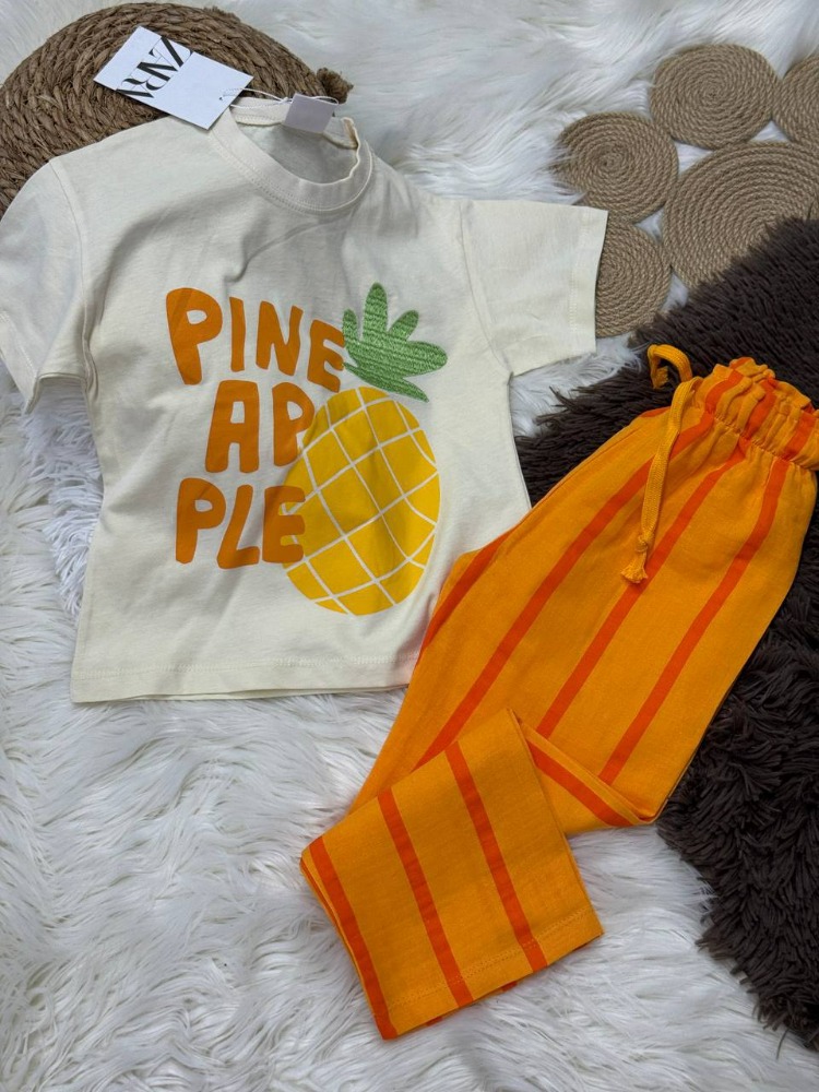Ananas baskılı kısa kollu çocuk takım