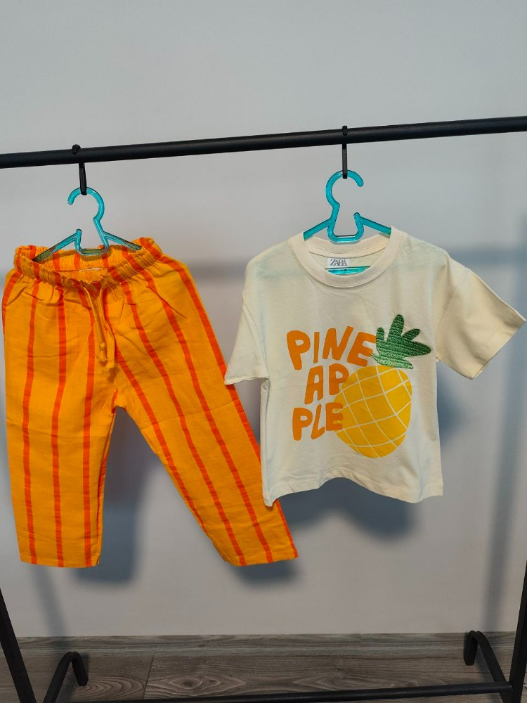Ananas baskılı kısa kollu çocuk takım