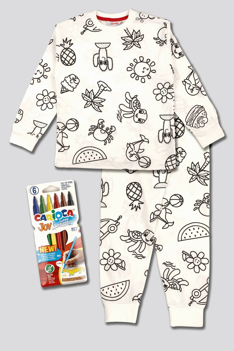 Boyanabilir Pijama Takımı (Carioca yıkanabilir boya seti ile beraber)