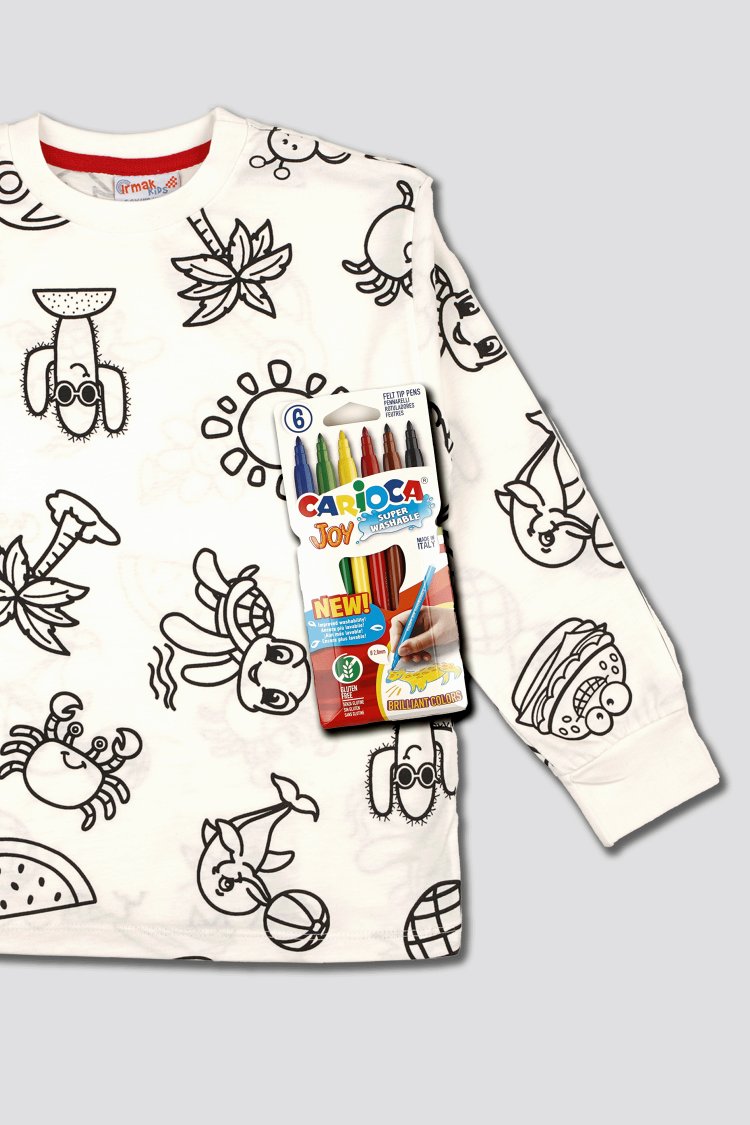 Boyanabilir Pijama Takımı (Carioca yıkanabilir boya seti ile beraber)
