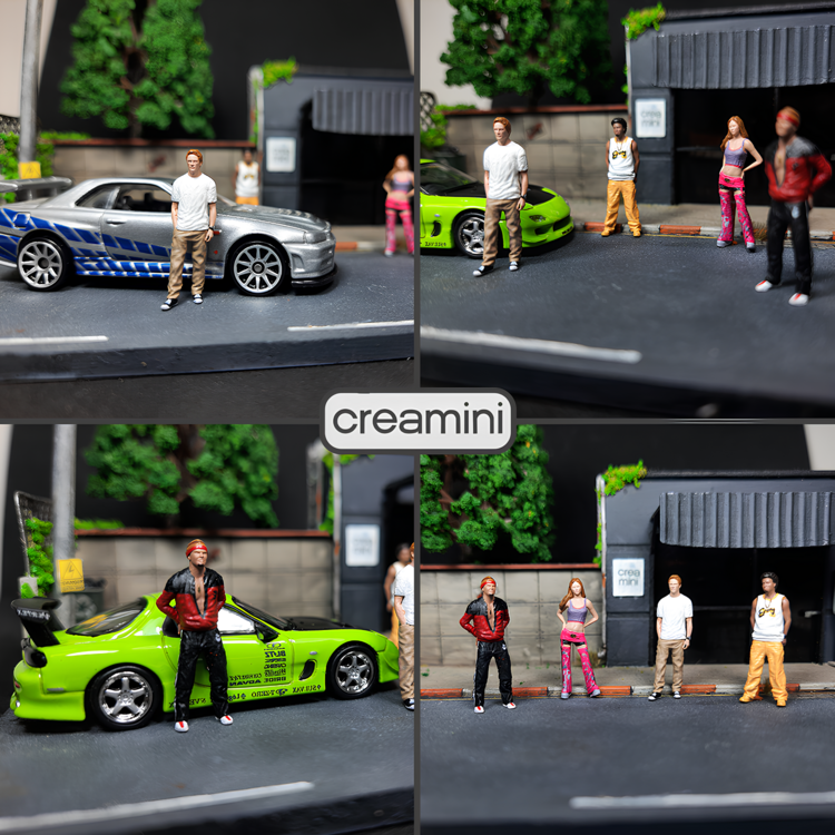 1:64 Fast And Furious Race Crew Figür Set