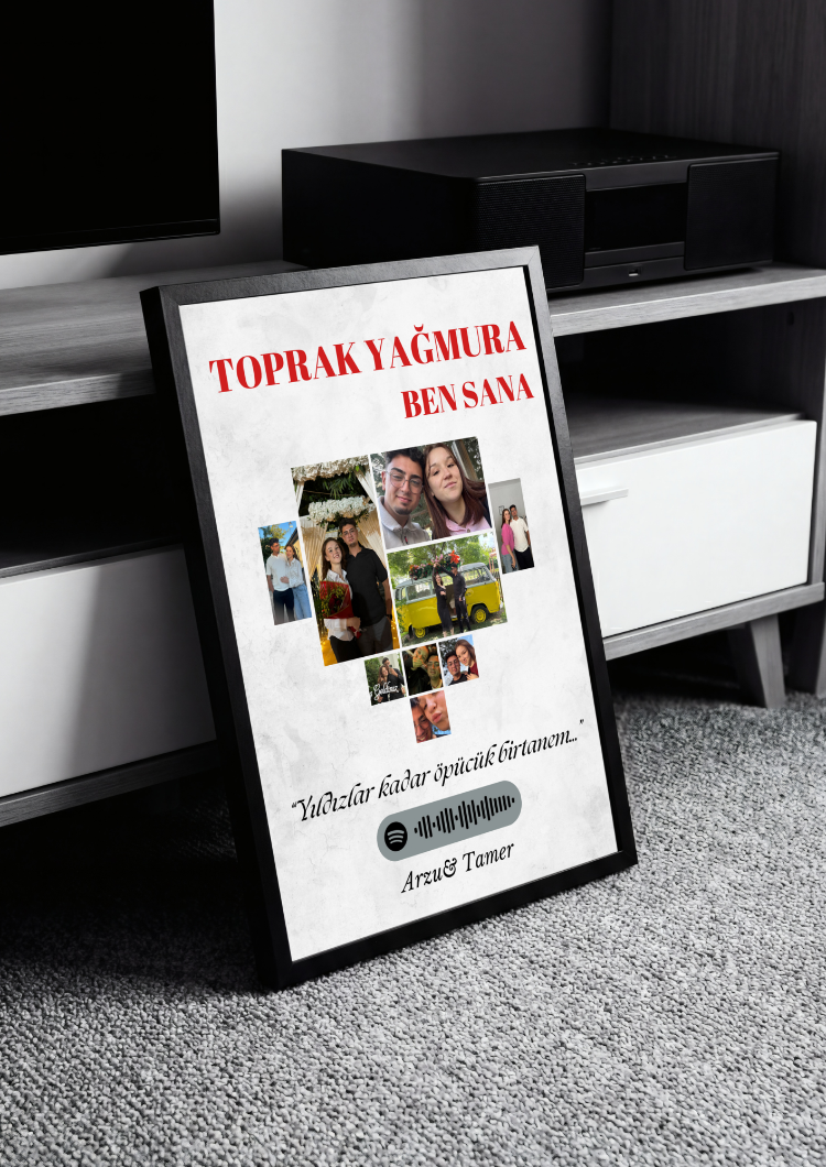 Kişiye Özel Spotify Şarkı Kodlu Fotoğraf Kolaj Çerçeve – Anı & Hediyelik Tablo