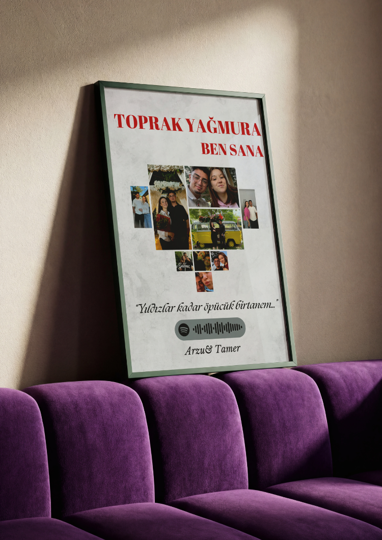 Kişiye Özel Spotify Şarkı Kodlu Fotoğraf Kolaj Çerçeve – Anı & Hediyelik Tablo