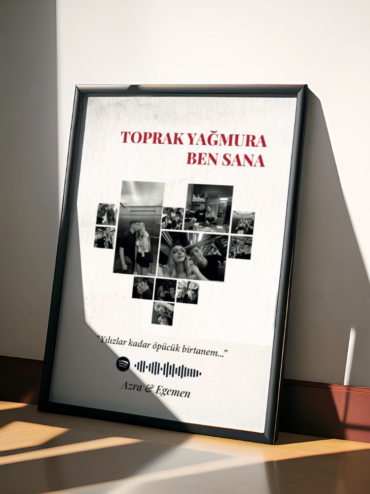 Kişiye Özel Spotify Şarkı Kodlu Fotoğraf Kolaj Çerçeve – Anı & Hediyelik Tablo