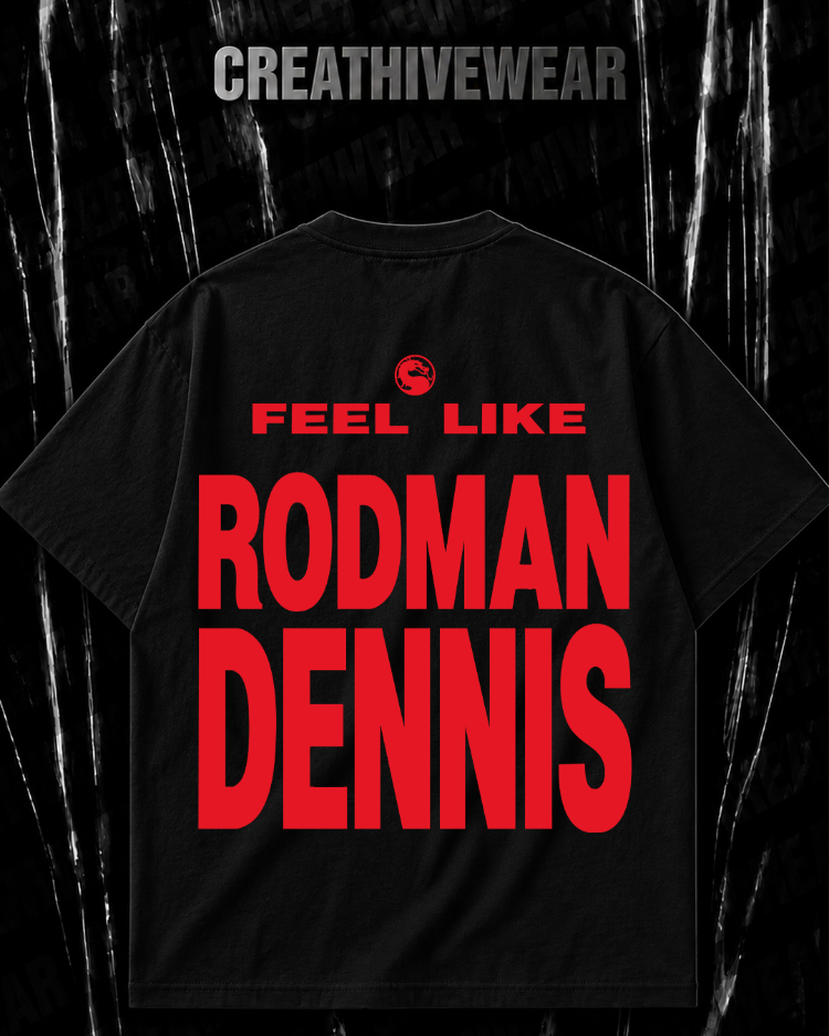 Motive&Uzi “Rodman Dennis” baskılı siyah oversize T-shirt