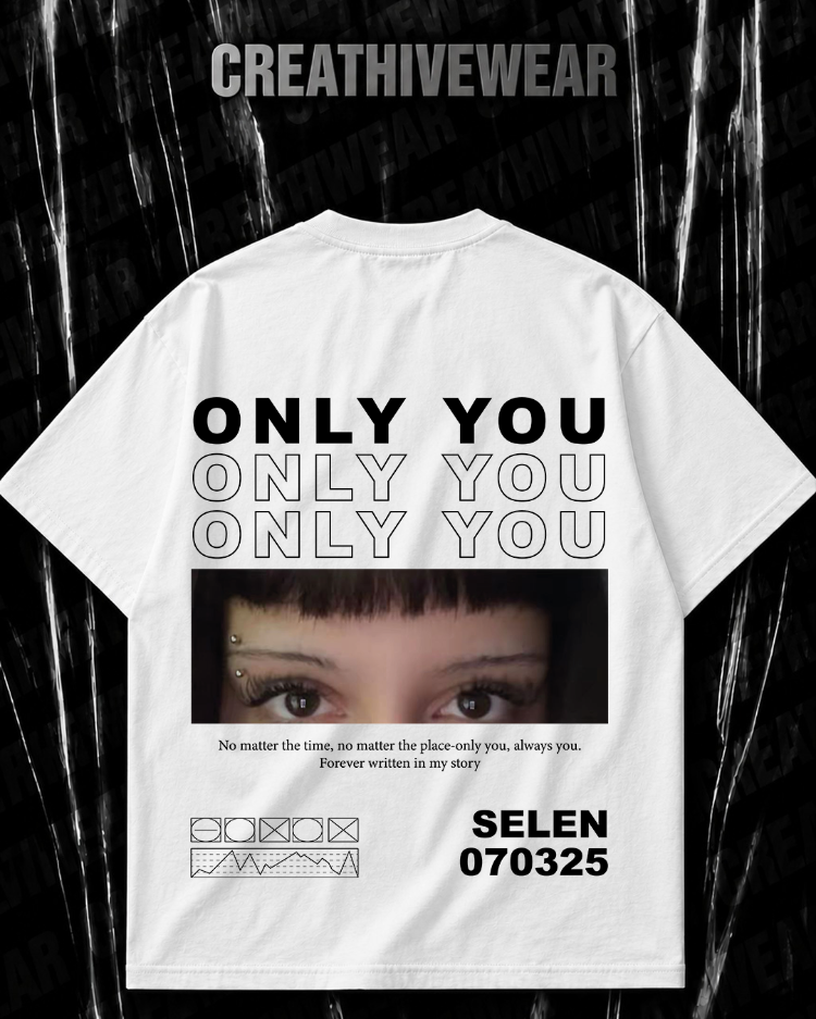 Kişiye Özel “Only You” baskılı beyaz oversize T-shirt