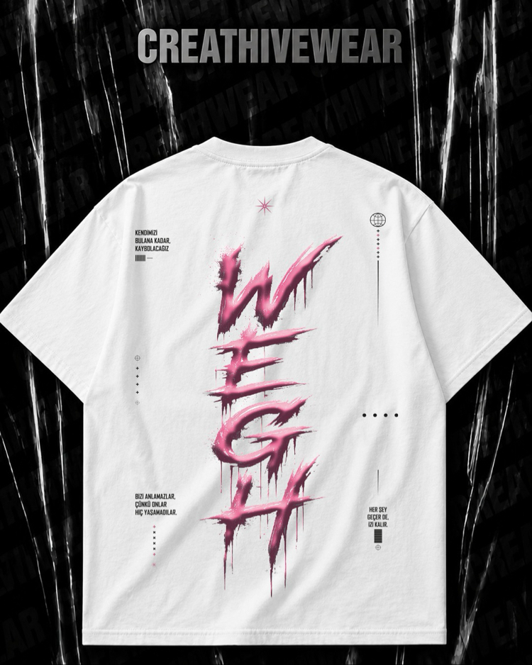 WEGH "Dripping Pink" Özel Tasarım Oversize Tişört – Koleksiyon Serisi