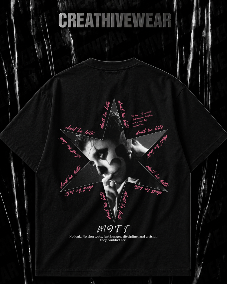 MOTİVE - Dont Be Late "Dark Grunge” Siyah Oversize T-shirt