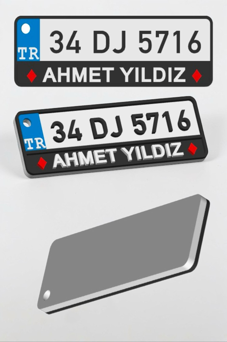 Arkası beyaz model plaka anahtarlık 