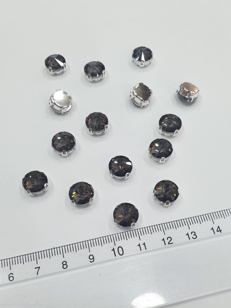 Kasalı Taş - Gri Yuvarlak 10mm (10 Adet)