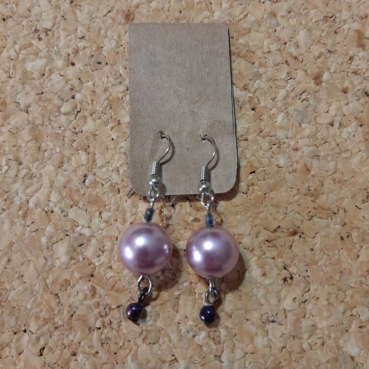 Pembe İnci Top Küpe