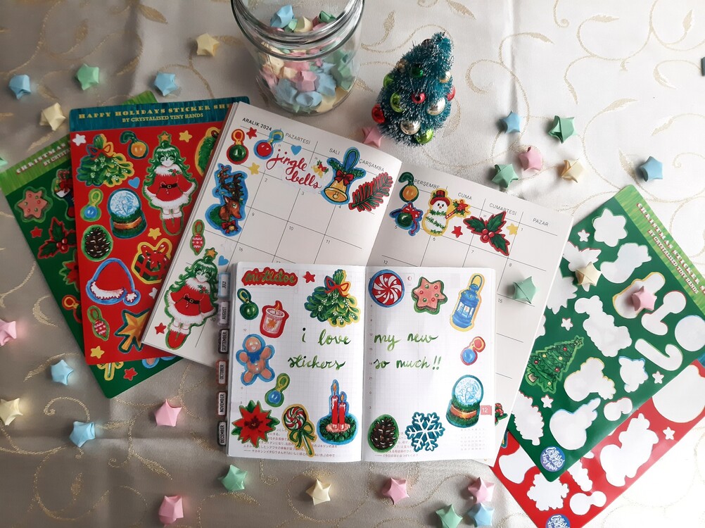 Noel ve Yılbaşı Temalı Sticker Sayfaları (A5)