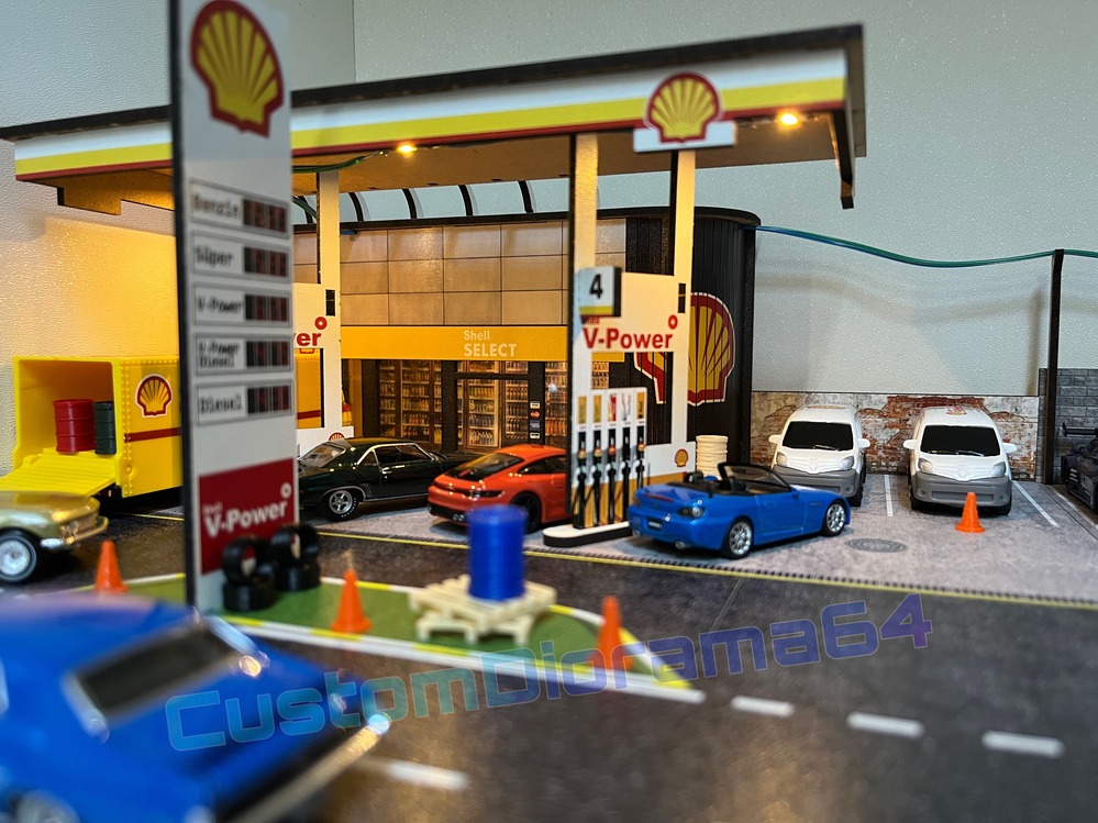 1:64 Ölçek - Benzinlik ve Cafe Diorama