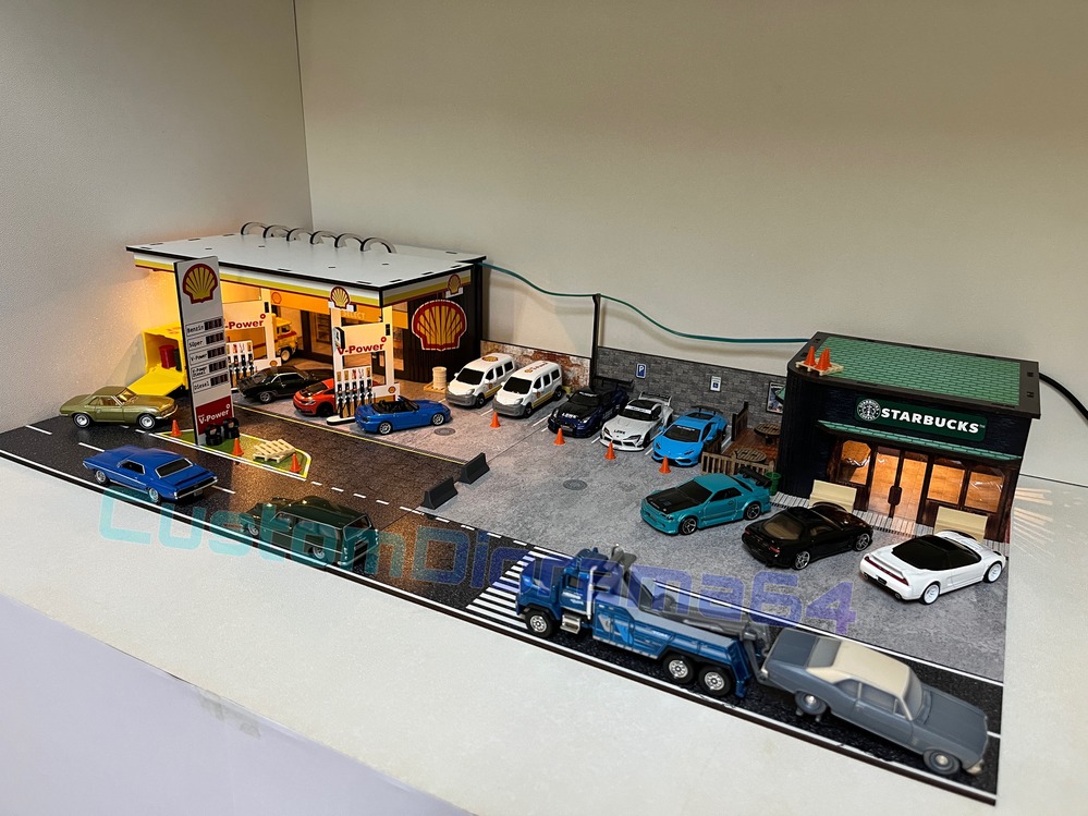 1:64 Ölçek - Benzinlik ve Cafe Diorama