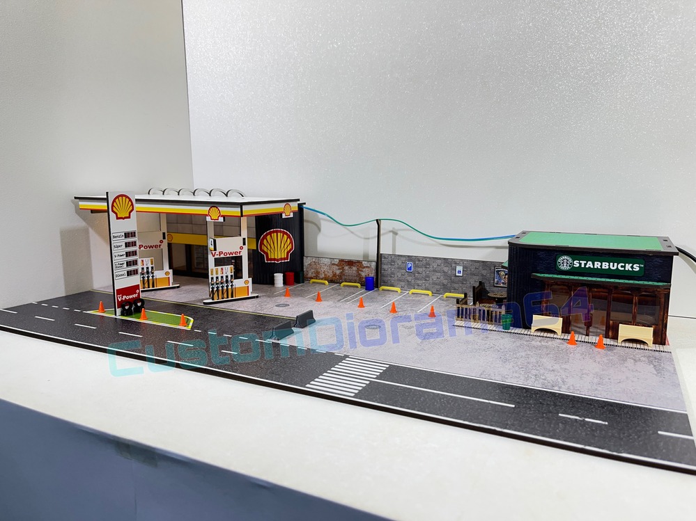 1:64 Ölçek - Benzinlik ve Cafe Diorama