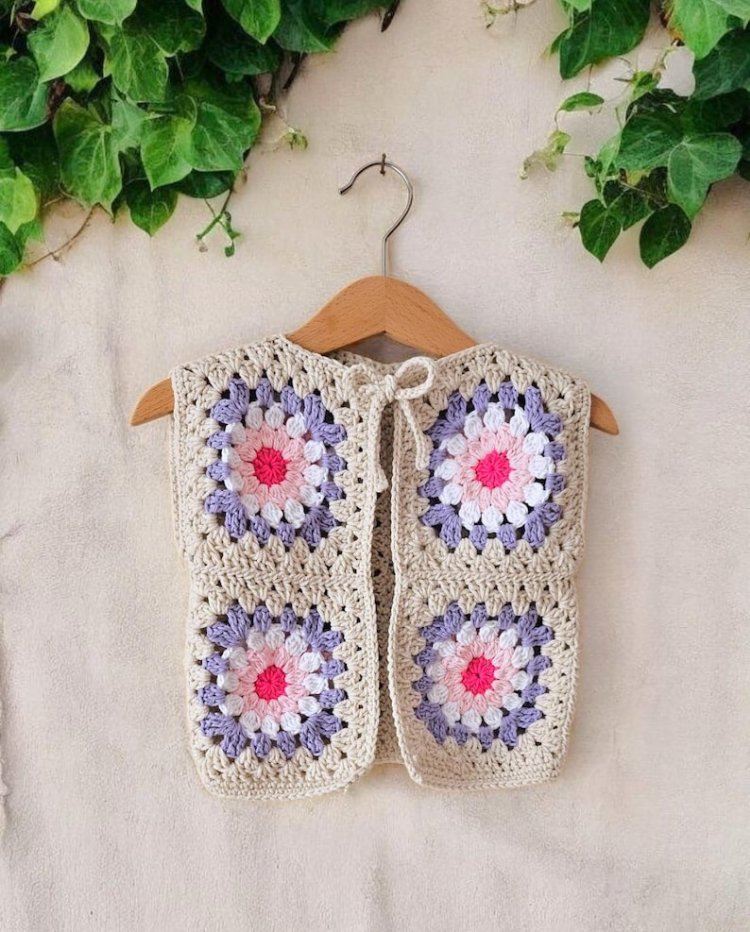 Crochet Baby Vest Pattern - Granny Square Sweater 1 & 2 Years Old