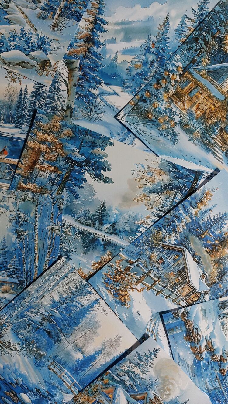 Golden blue winter paper