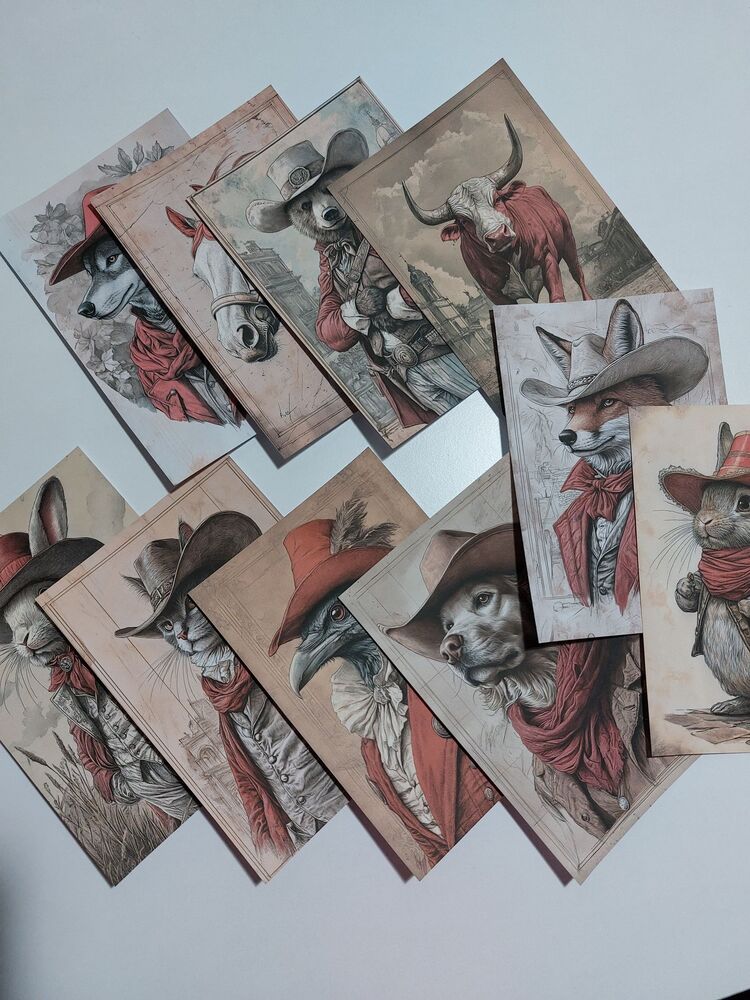 Red w. animals paper
