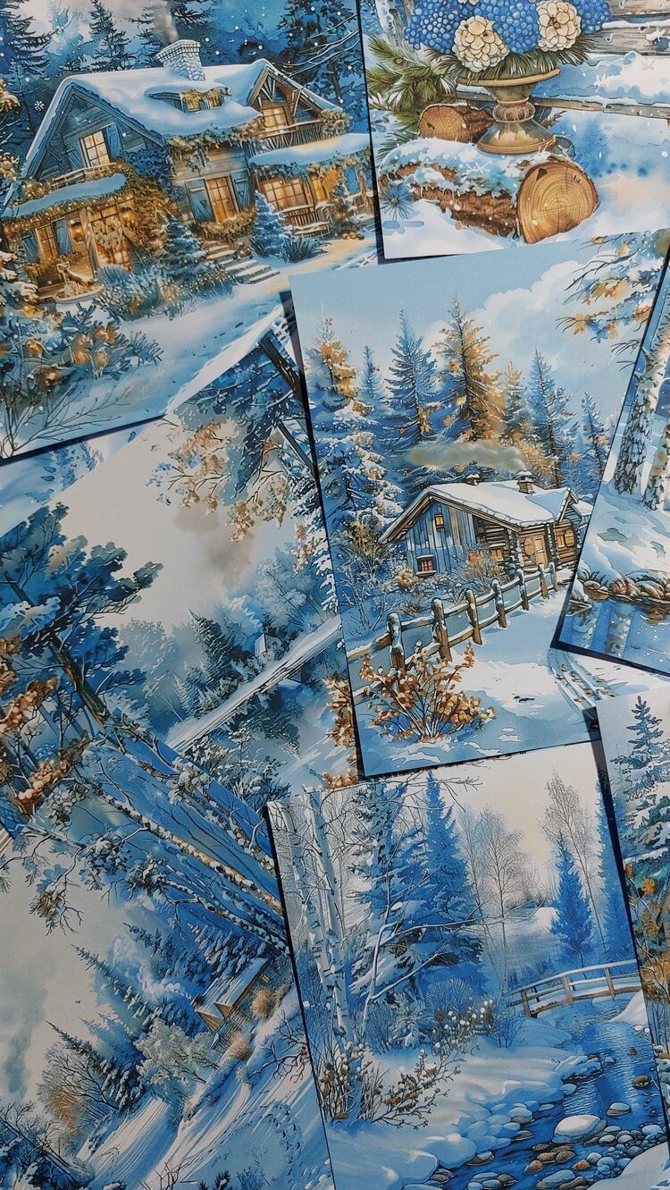 Golden blue winter paper