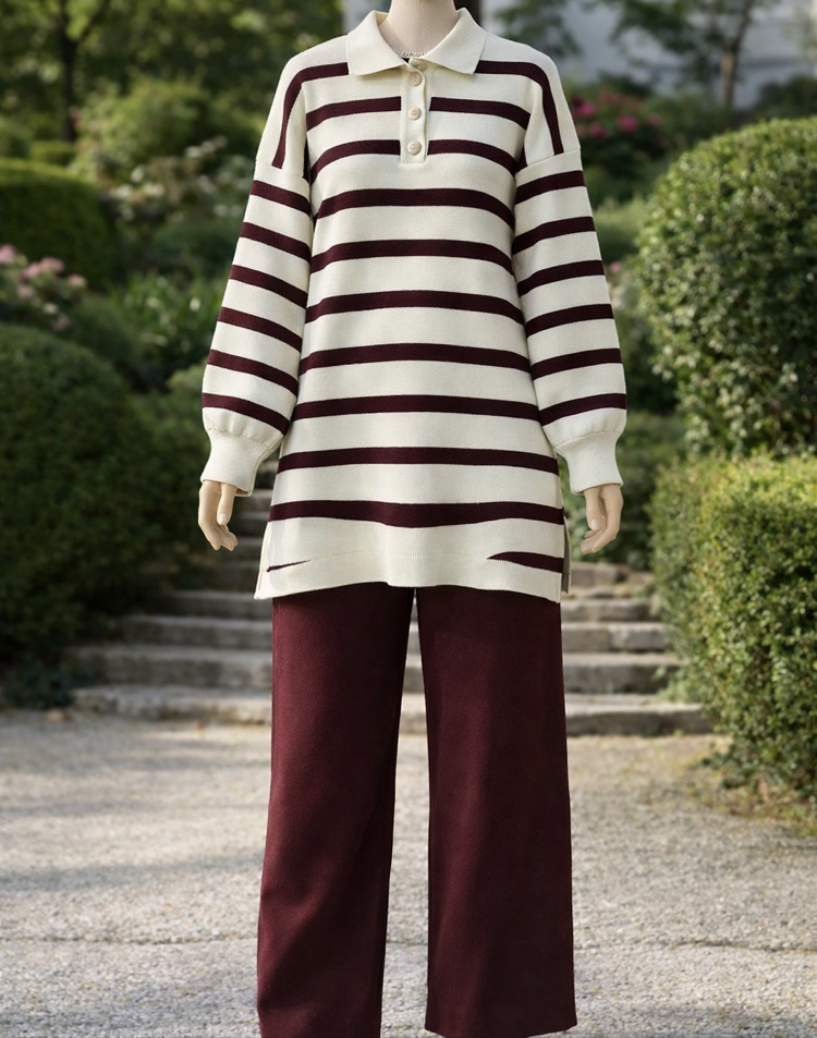 Bordo Riviera Polo Triko Takım