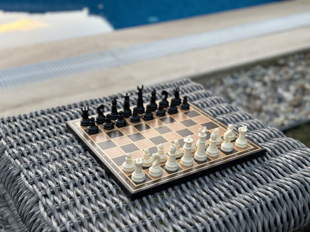 Sedef İşlemeli Satranç Takımı - 27.5x27.5 cm - Özel Tasarım