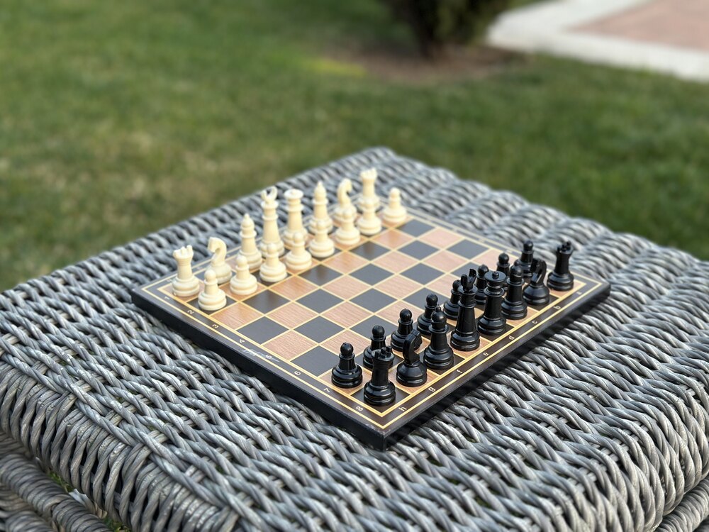 Sedef İşlemeli Satranç Takımı - 27.5x27.5 cm - Özel Tasarım