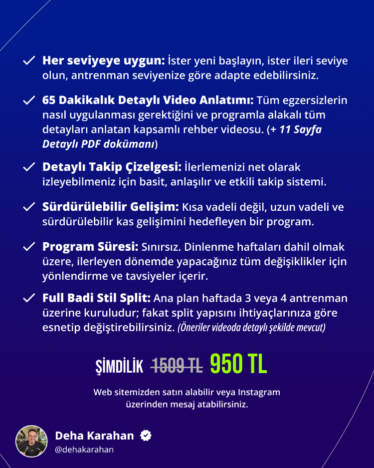 Maksimum Hipertrofi Programı: FULL BADİ (GÜN AŞIRI VEYA 3 GÜN) 