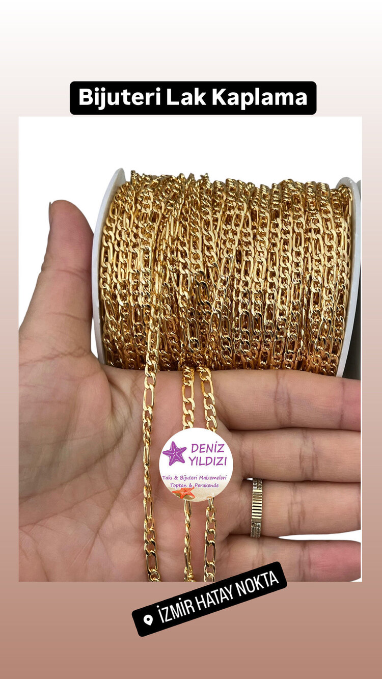 Bijuteri Lak Kaplama Figaro Zincir Gold Rengi
