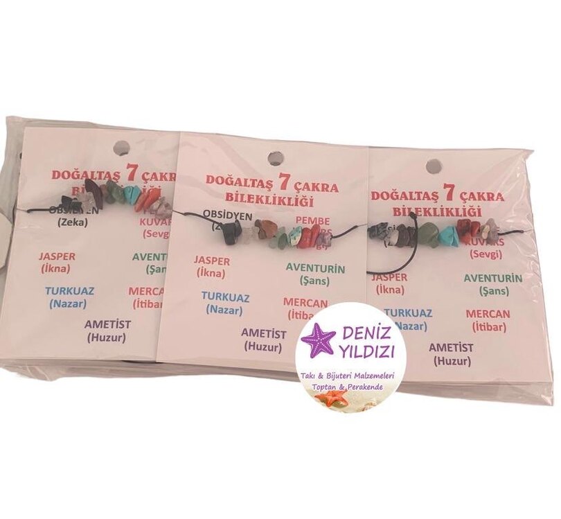 7 Çakra Doğaltaş bileklik 12 adet