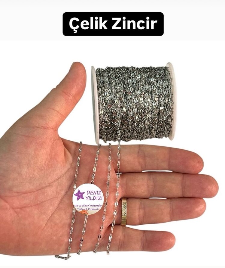 Çelik Zincir Gümüş rengi no:16