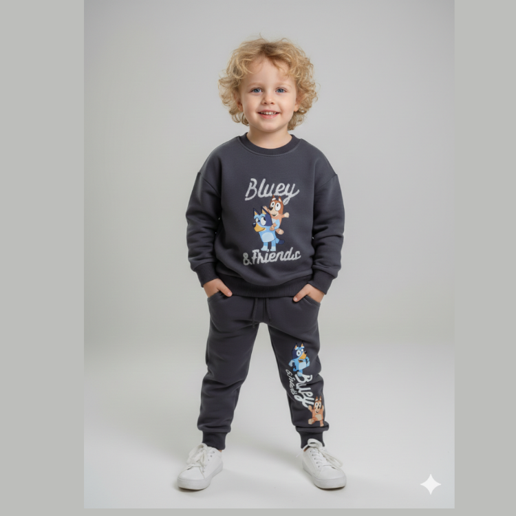 Erkek Çocuk Bluey and Friends Karakter Baskılı Sweatshirt Eşofman Alt İkili Takım