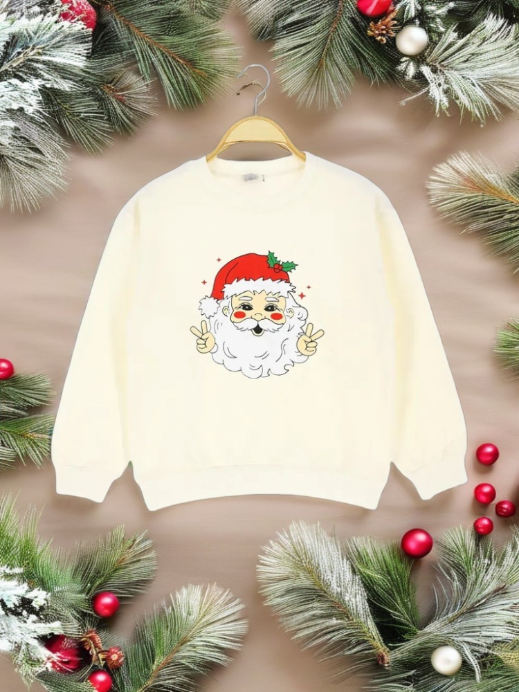 Yılbaşı Temalı Noel Baba Baskılı Kız/Erkek Çocuk Sweatshirt