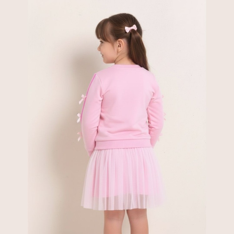 Kız Çocuk Pembe Kurdele Detaylı Tüllü Elbise