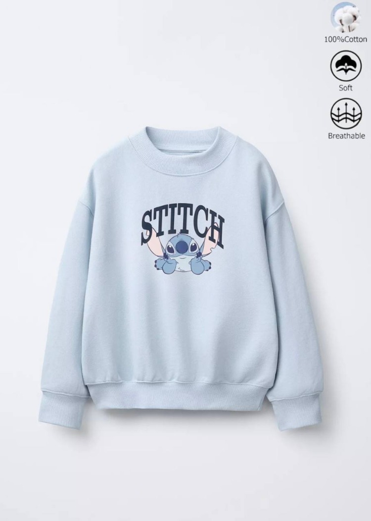 Kız Çocuk Stitch Baskılı Sweatshirt