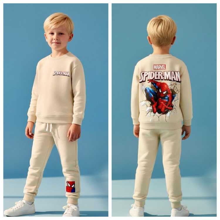 Erkek Çocuk Spiderman Baskılı Sweatshirt Eşofman Alt İkili Takım