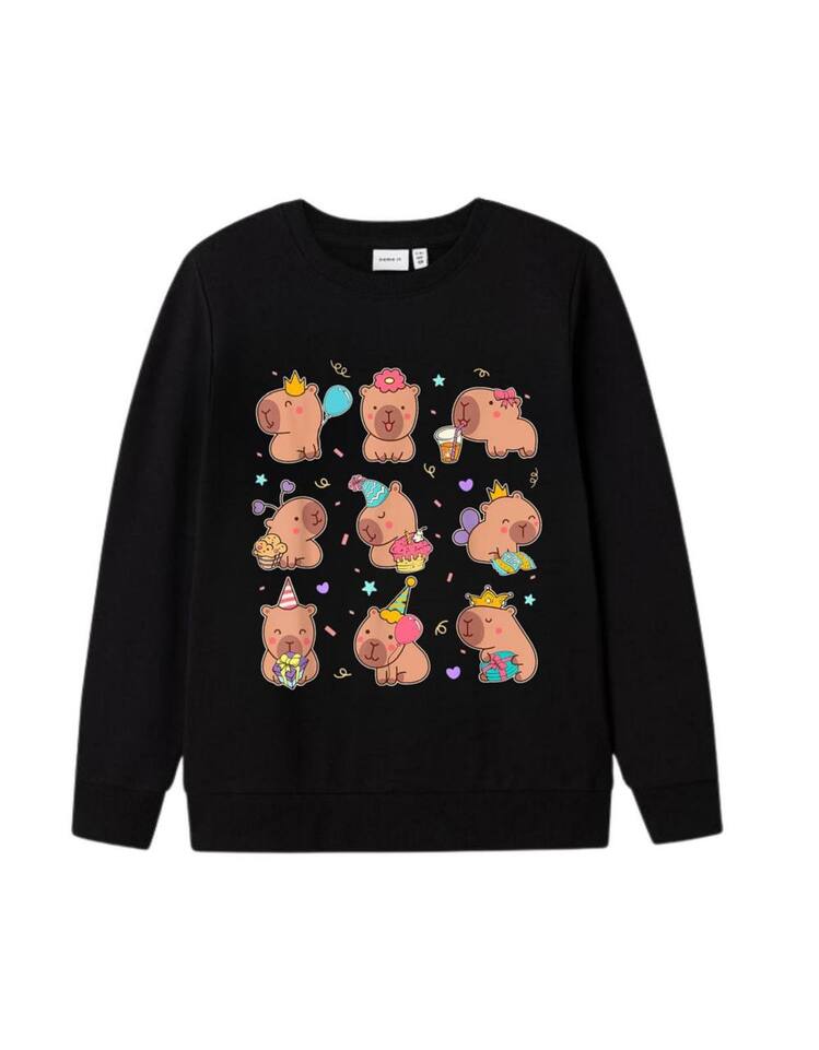 Kız Çocuk Capybara Baskılı Sweatshirt