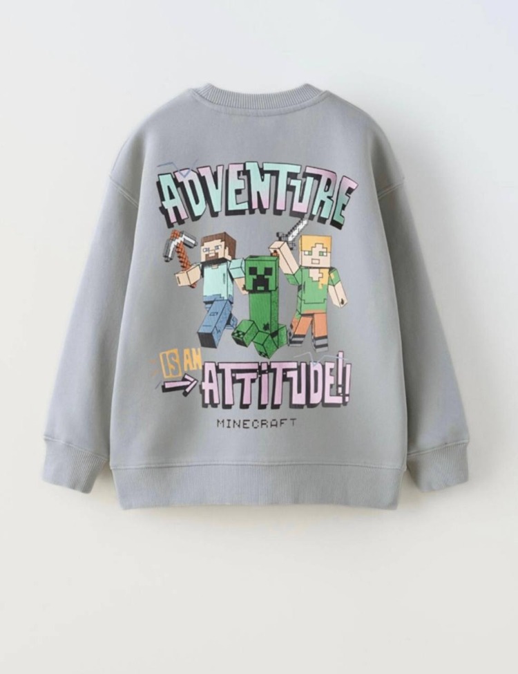 Erkek Çocuk Minecraft Baskılı Sweatshirt