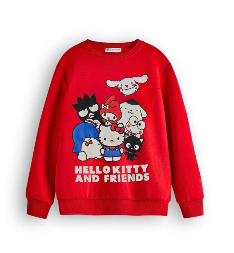 Kız Çocuk Kırmızı Hello Kitty and Friends Baskılı Sweatshirt 