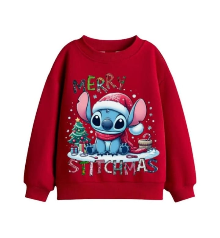  Yılbaşı Stitch Merry stitchmas Çocuk Sweatshirt