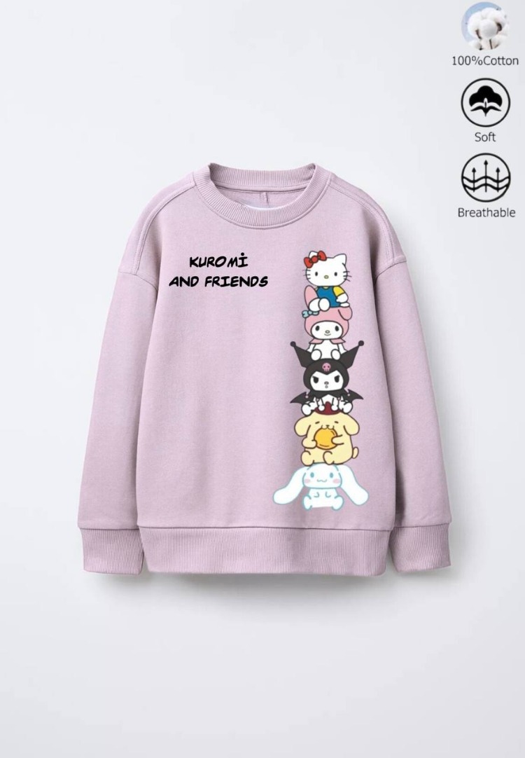 Kız Çocuk Kuromi and Friends baskılı sweatshirt