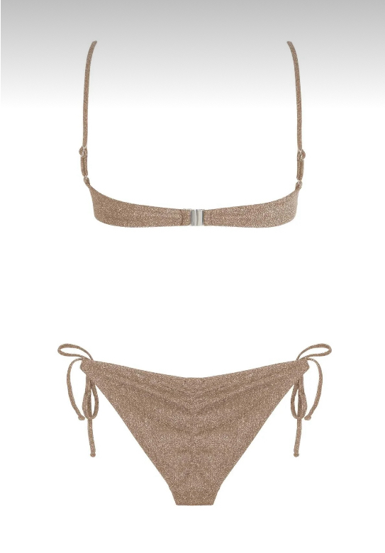 Balenli büzgülü vizon lurex bikini takımı