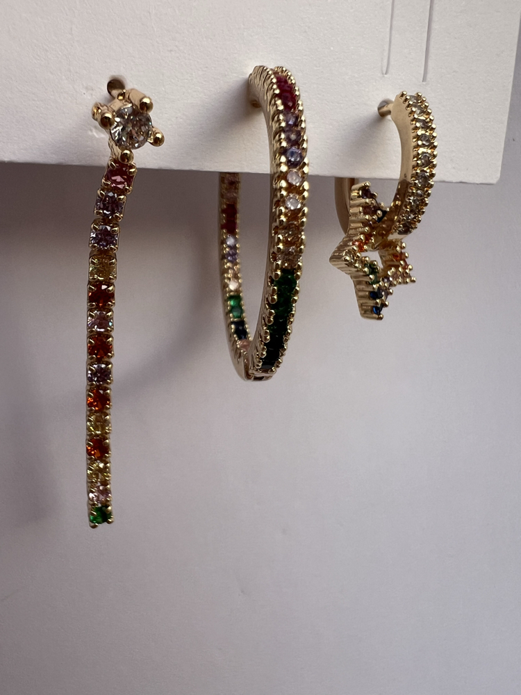 Üçlü set rainbow küpe