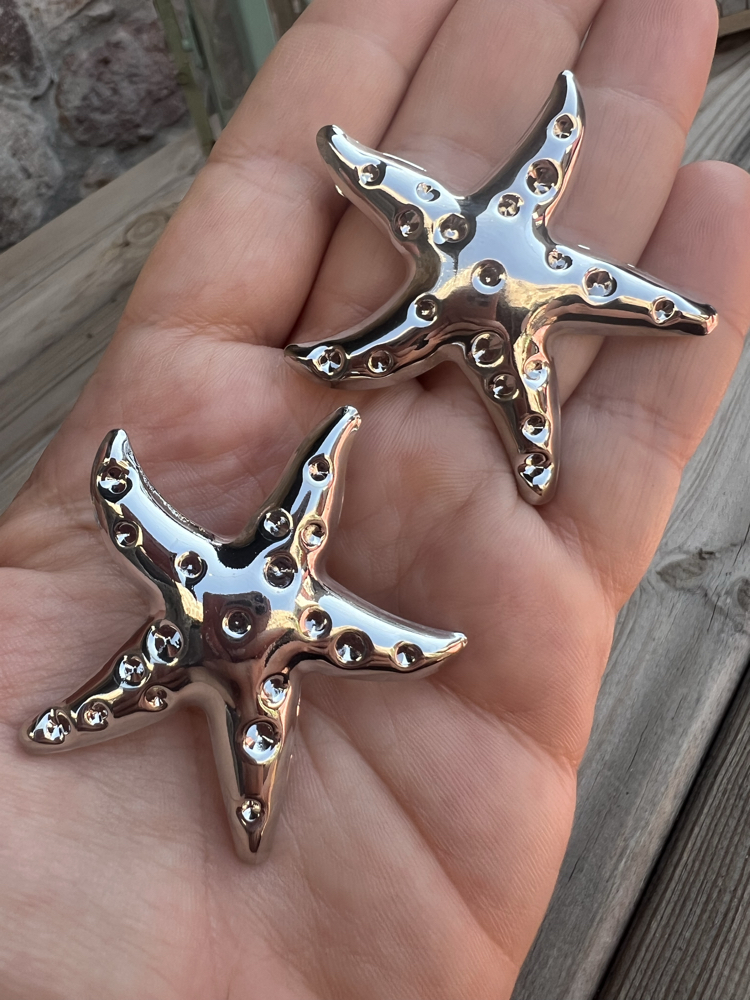 Moon surface star küpe silver