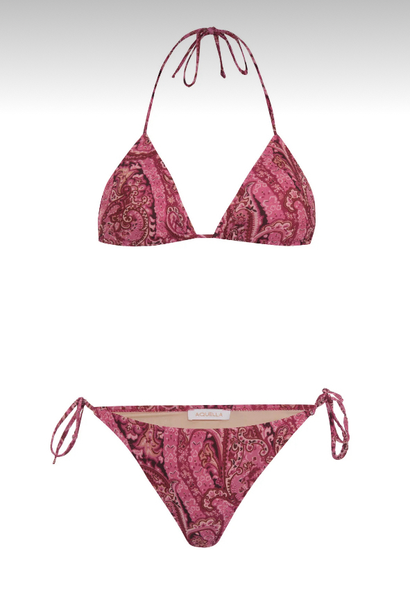 Desenli fuşya bikini takımı