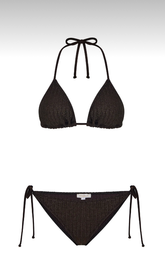 Lame baskı desenli parlak bikini takımı