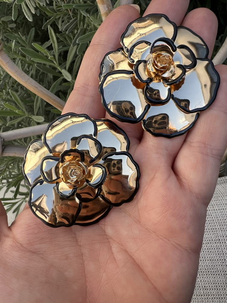 Blackgold floral küpe