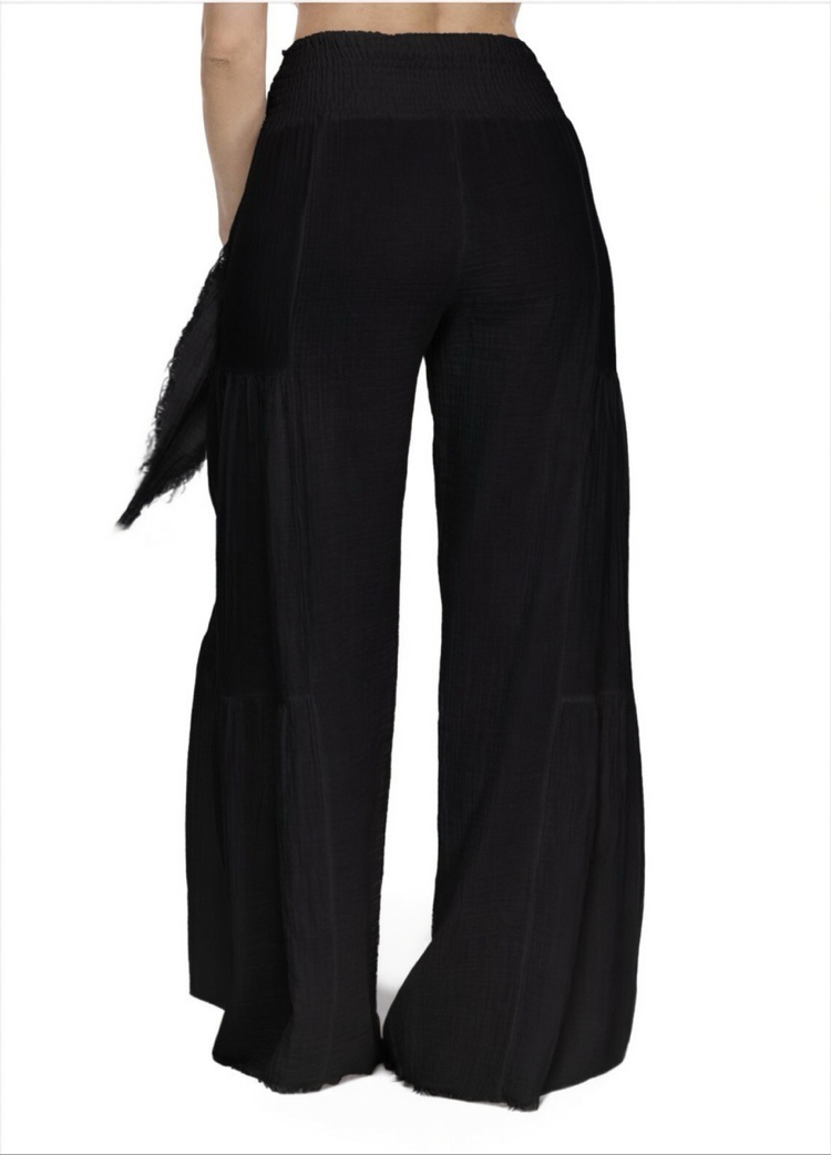 Müslin crop pantolon siyah takım 6236-5245