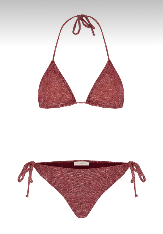 Bordo lurex bikini takımı