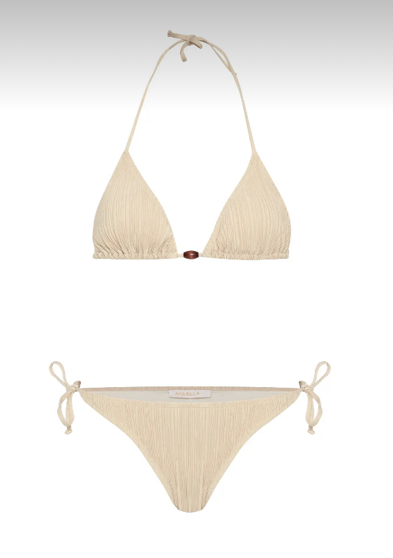 Piliseli boncuk aksesuarlı bikini takımı 