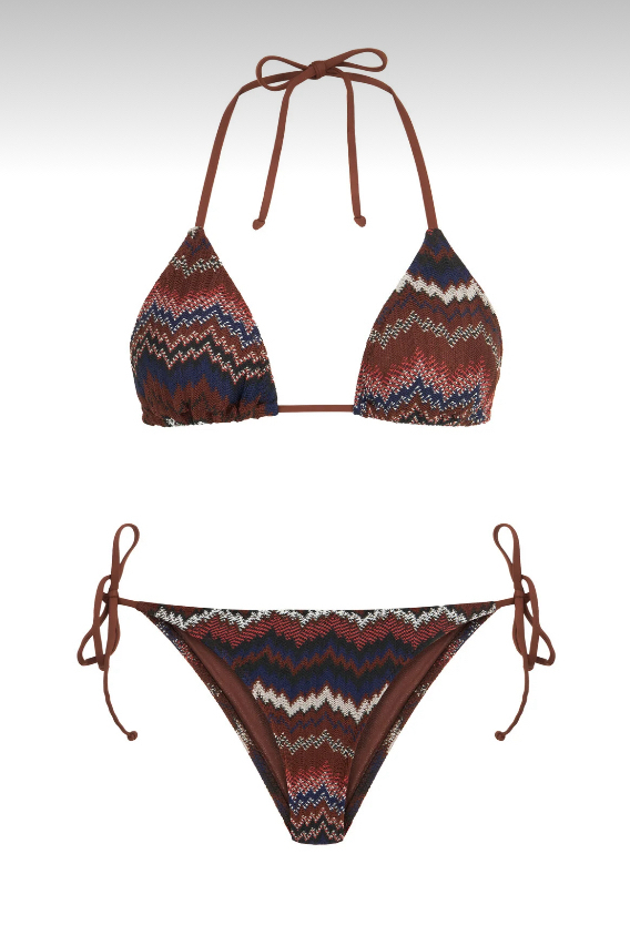 Kahverengi örme triko bikini takımı